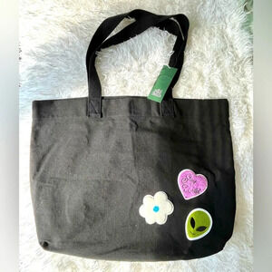 Wild Fable Wild Alien and Flower Tote Handbag Black